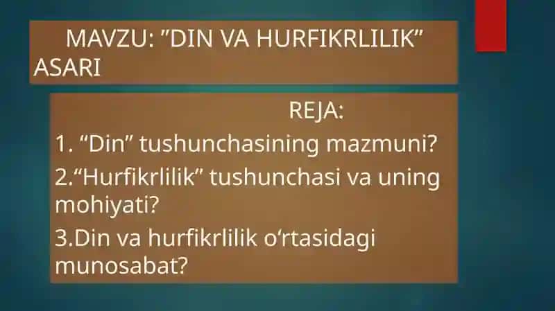 Din va Hurfikrlilik Asari
