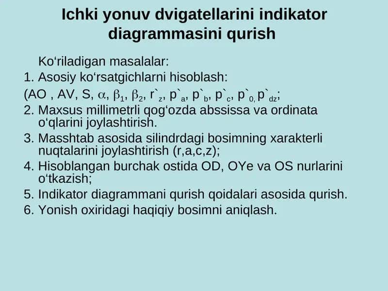 Ichki yonuv dvigatellarini indikator diagrammasini qurish 1