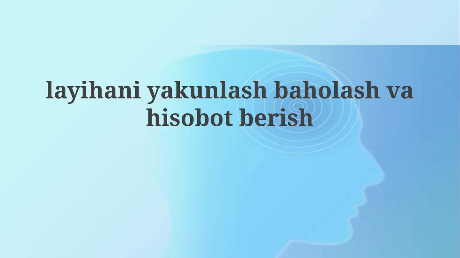 Loyiha natijalarini baholash va hisobot berish 1
