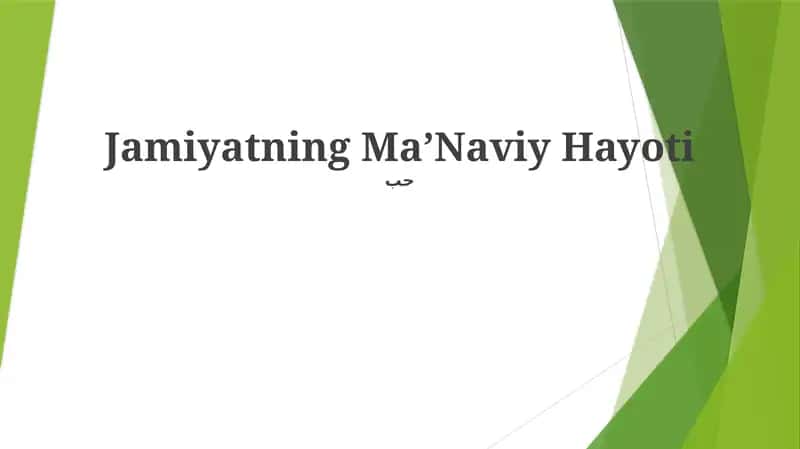 Jamiyatning MaʼNaviy Hayoti 1