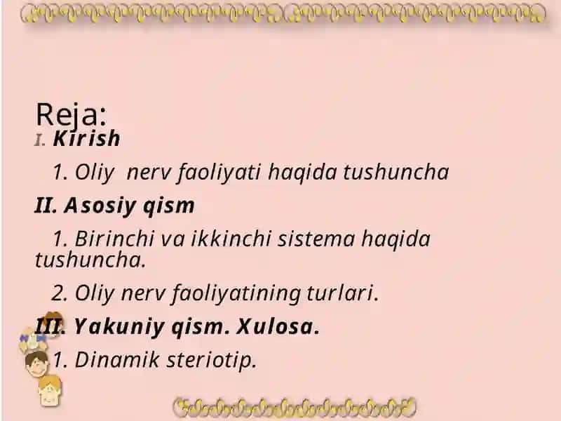 Oliy nerv faoliyati haqida tushuncha