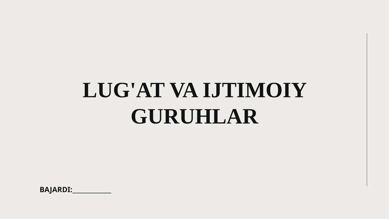 Lug'at va Ijtimoiy Guruhlar 1