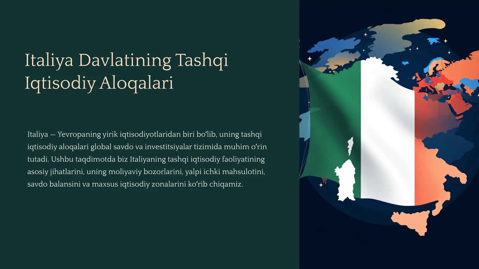 Italiya Davlatining Tashqi Iqtisodiy Aloqalari 1