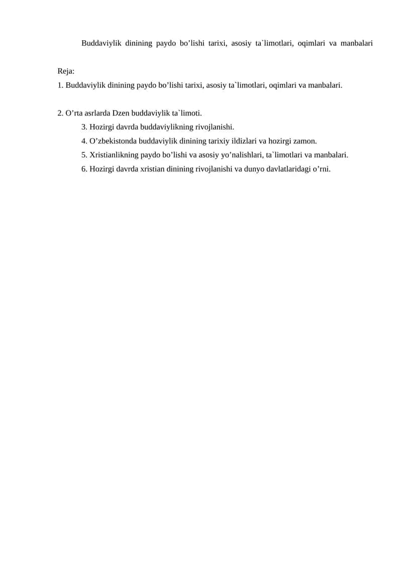 Xristianlik va Buddaviylik Tarixi 1
