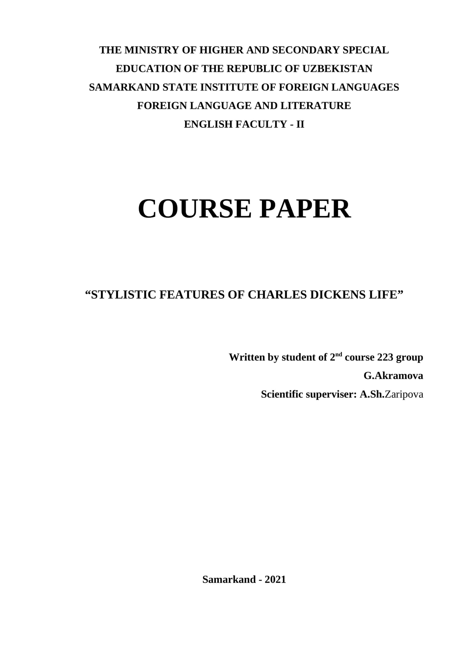 Stylistic Features of Charles Dickens Life 1