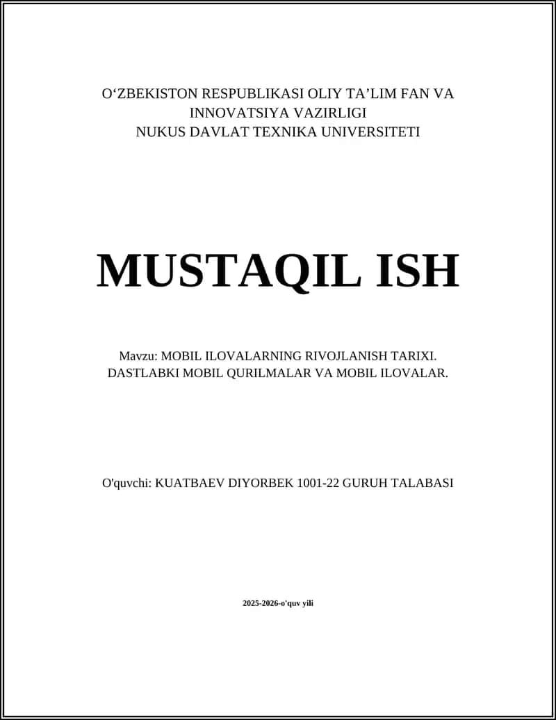 MOBIL ILOVALARNING RIVOJLANISH TARIXI 1