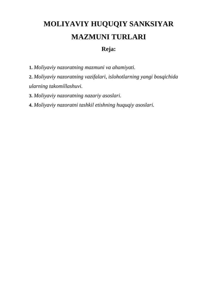Moliyaviy Huquqiy Sanktsiyar Mazmuni Turlari 1