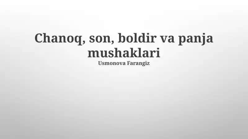 Chanoq, son, boldir va panja mushaklari 1