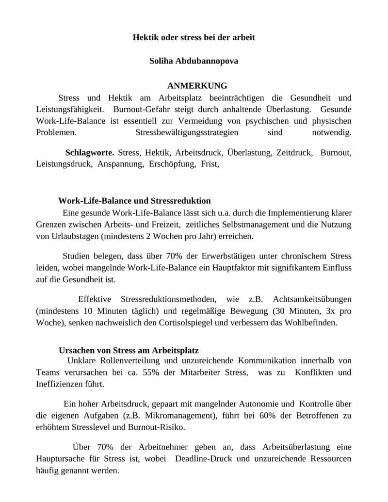 Stressbewältigung am Arbeitsplatz 1