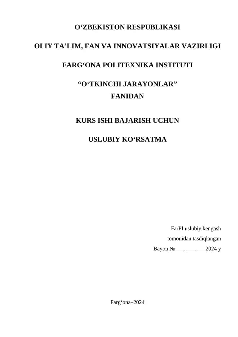Uslubiy ko‘rsatma “O‘tkinchi jarayonlar” 1