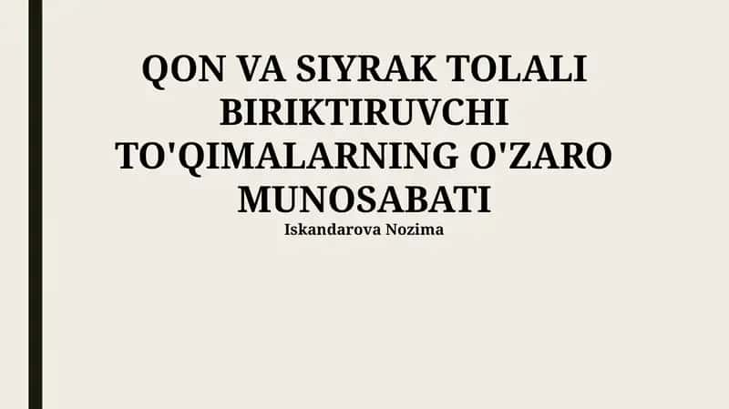 Zich va bo'sh biriktiruvchi to'qimalarning o'zaro munosabati 1