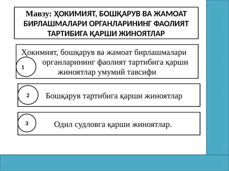 Ҳокимият, бошқарув ва жамоат бирлашмалари органларининг фаолият тартиби 1