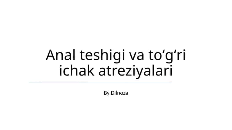 Anal teshigi va toʻgʻri ichak atreziyalari 1