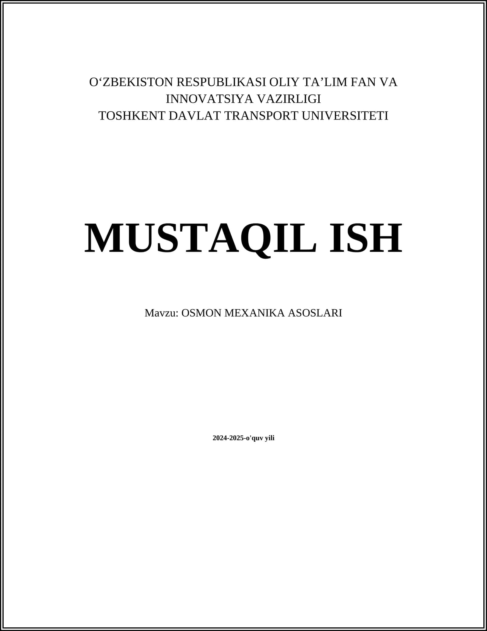 OSMON MEXANIKA ASOSLARI 1