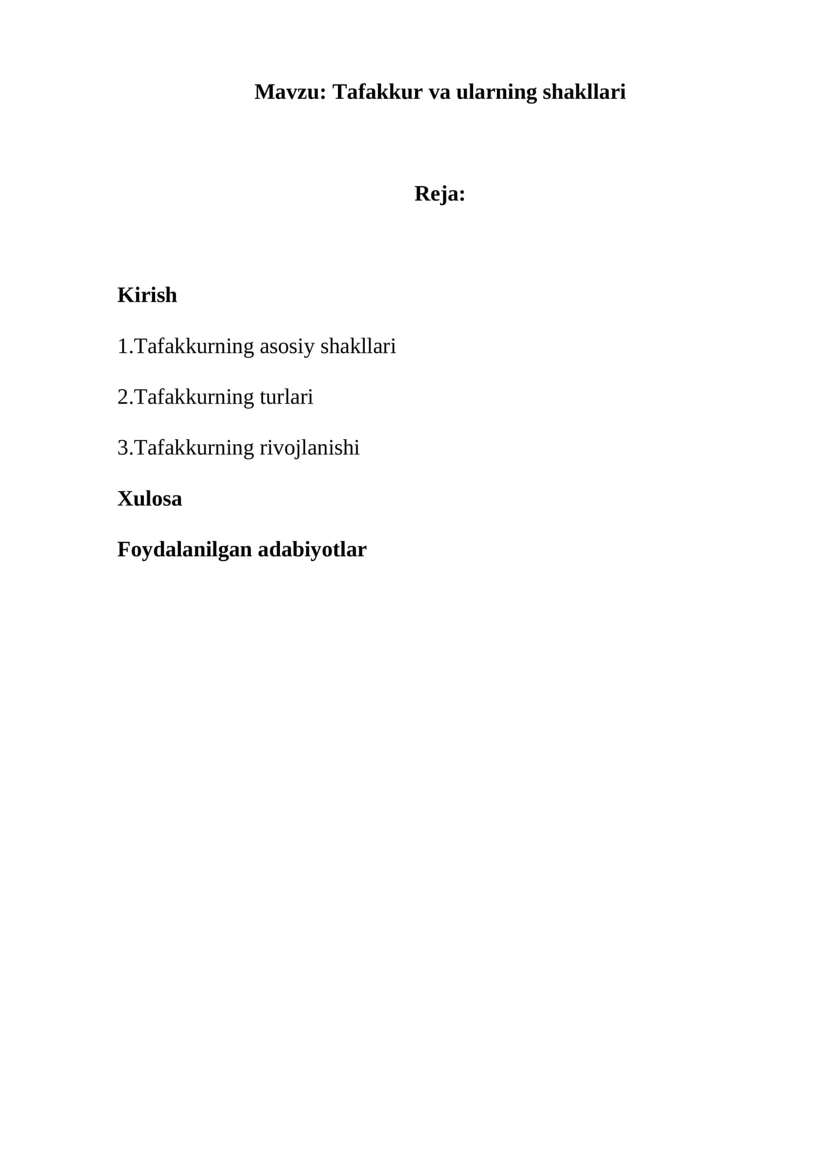 Tafakkur va ularning shakllari 1