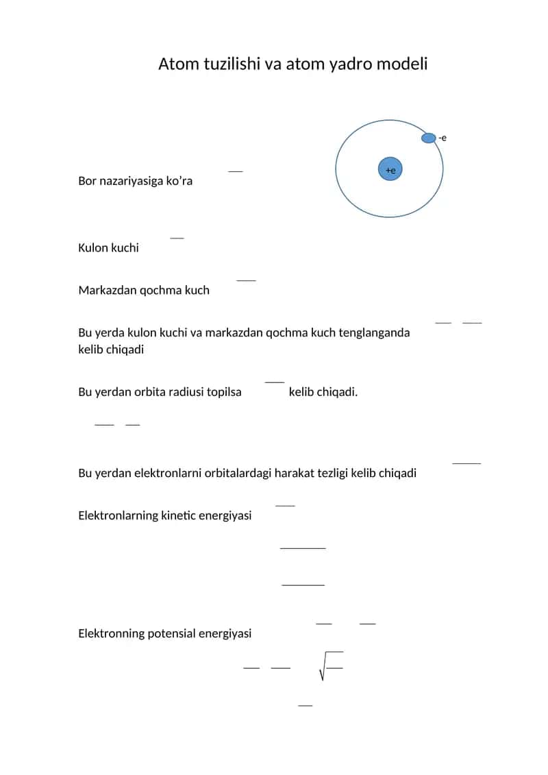 Atom tuzilishi va atom yadro modeli 1