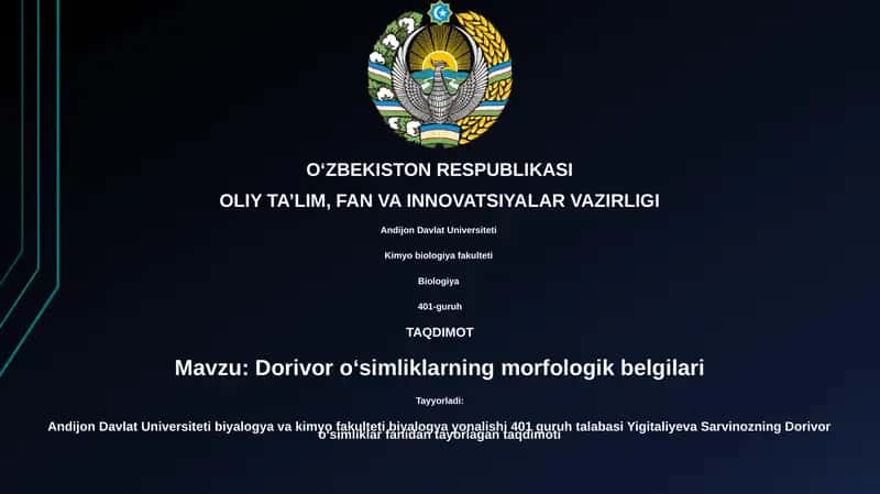 Dorivor oʻsimliklarning morfologik belgilari 1