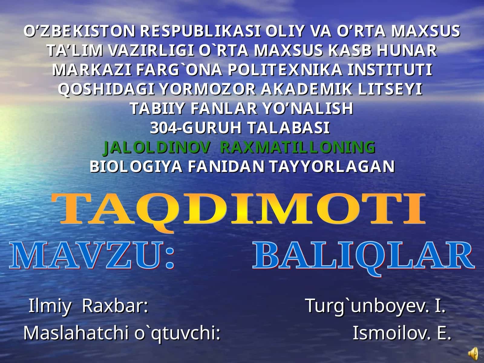 Yormozor akademik litseyi biologiya fanlari 1
