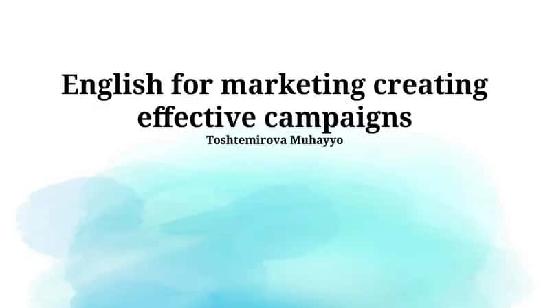 English for Marketing Creating Effective Campaigns 1