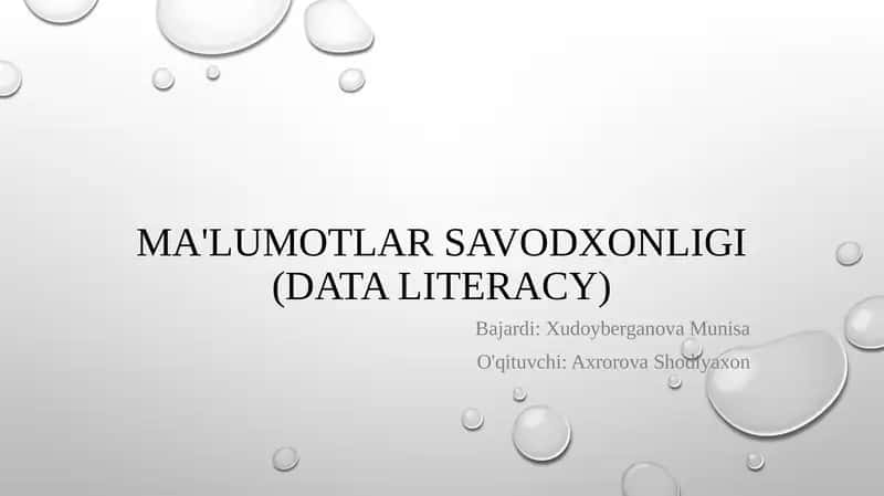 Ma'lumotlar savodxonligi (DATA LITERACY) 1