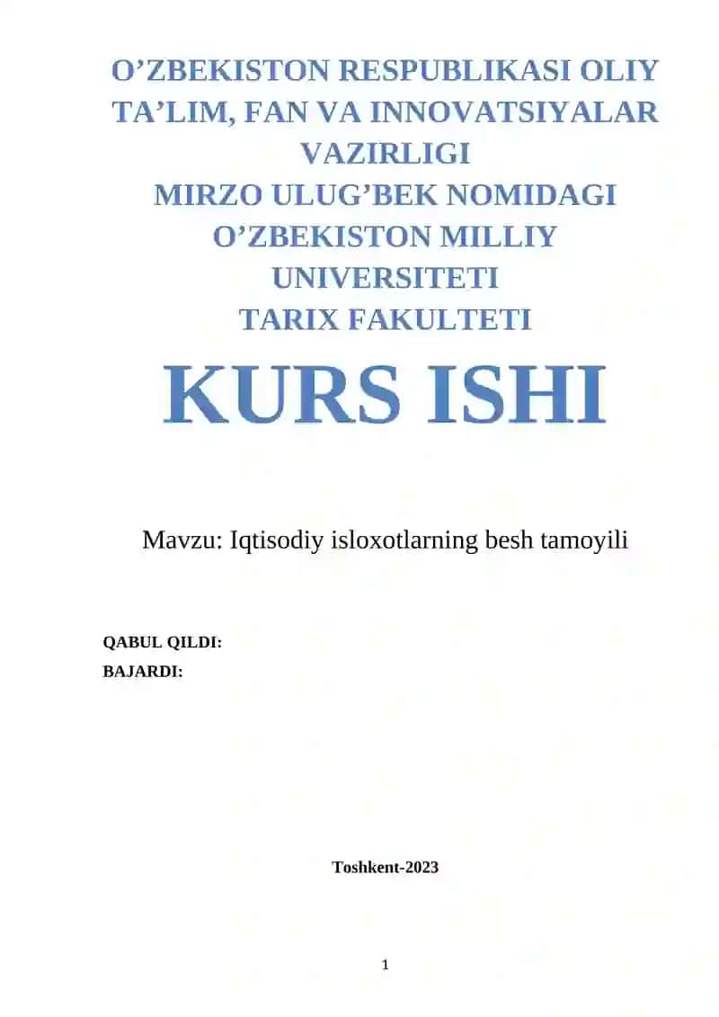 Iqtisodiy isloxotlarning besh tamoyili