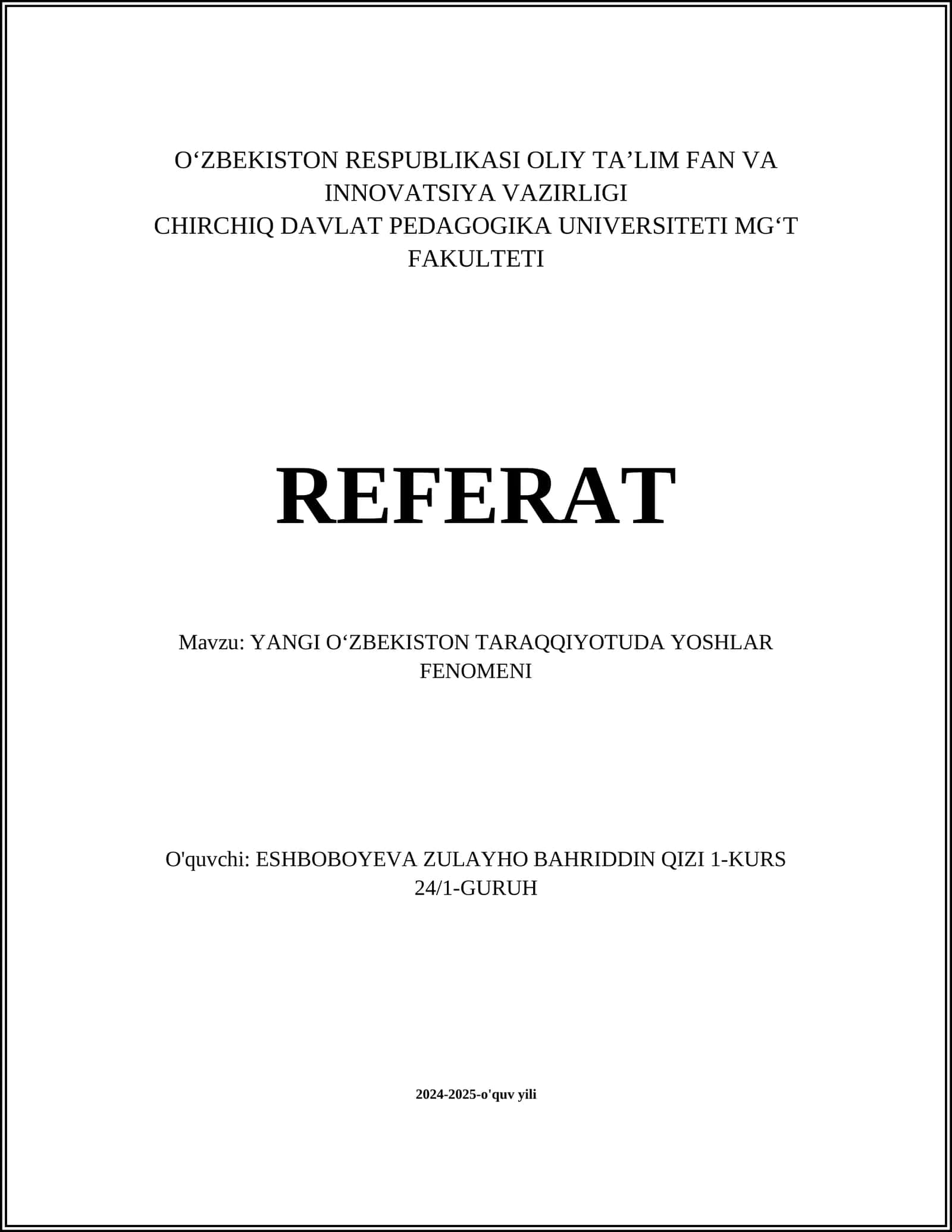 YANGI OʻZBEKISTON TARAQQIYOTUDA YOSHLAR FENOMENI 1