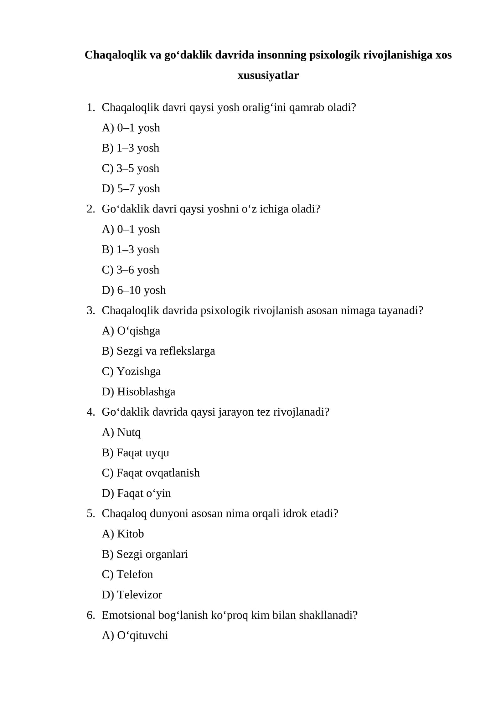 Chaqaloqlik va go‘daklik davrida insonning psixologik rivojlanishiga xos xususiyatlar 1
