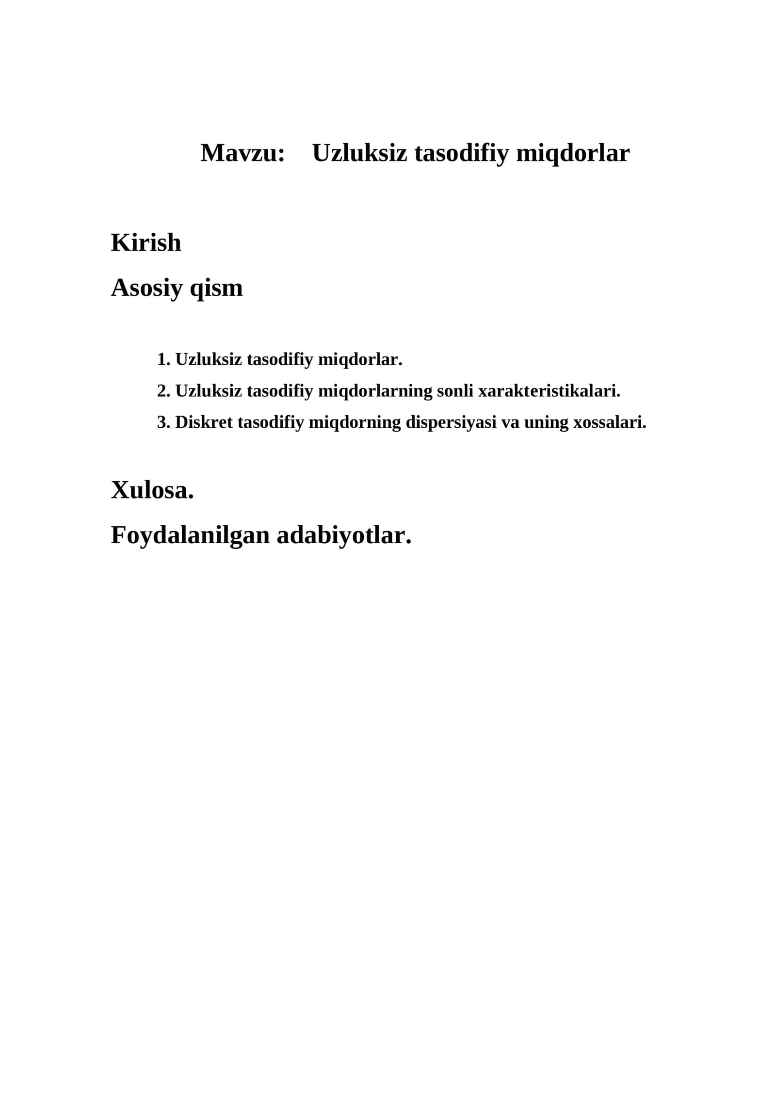 Uzluksiz tasodifiy miqdorlar 1