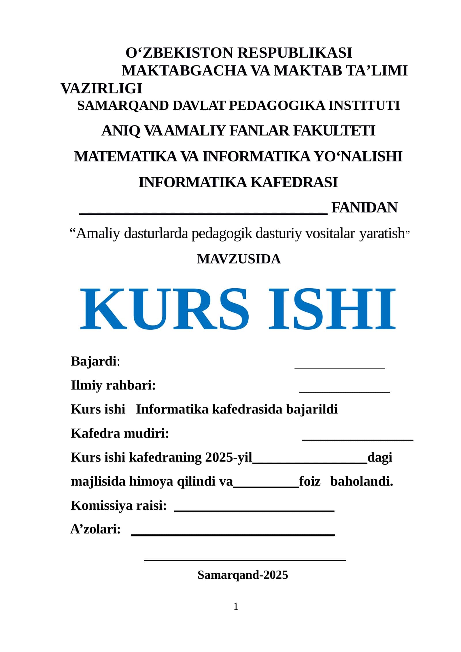 Amaliy dasturlarda pedagogik dasturiy vositalar yaratish 1