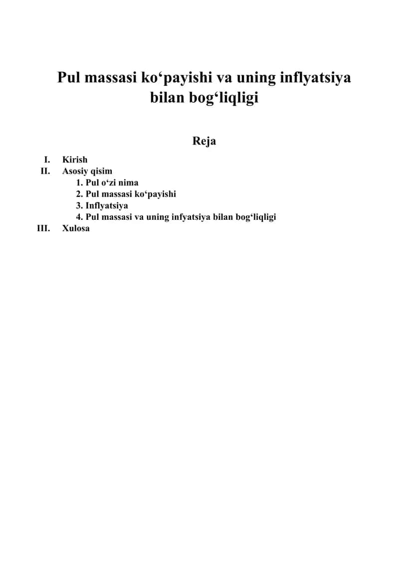 Pul massasi ko‘payishi va uning inflyatsiya bilan bog‘liqligi 1