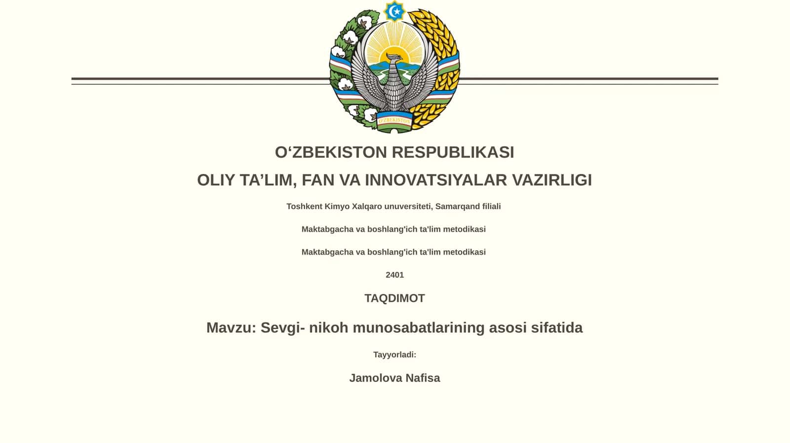 Sevgi- nikoh munosabatlarining asosi sifatida 1