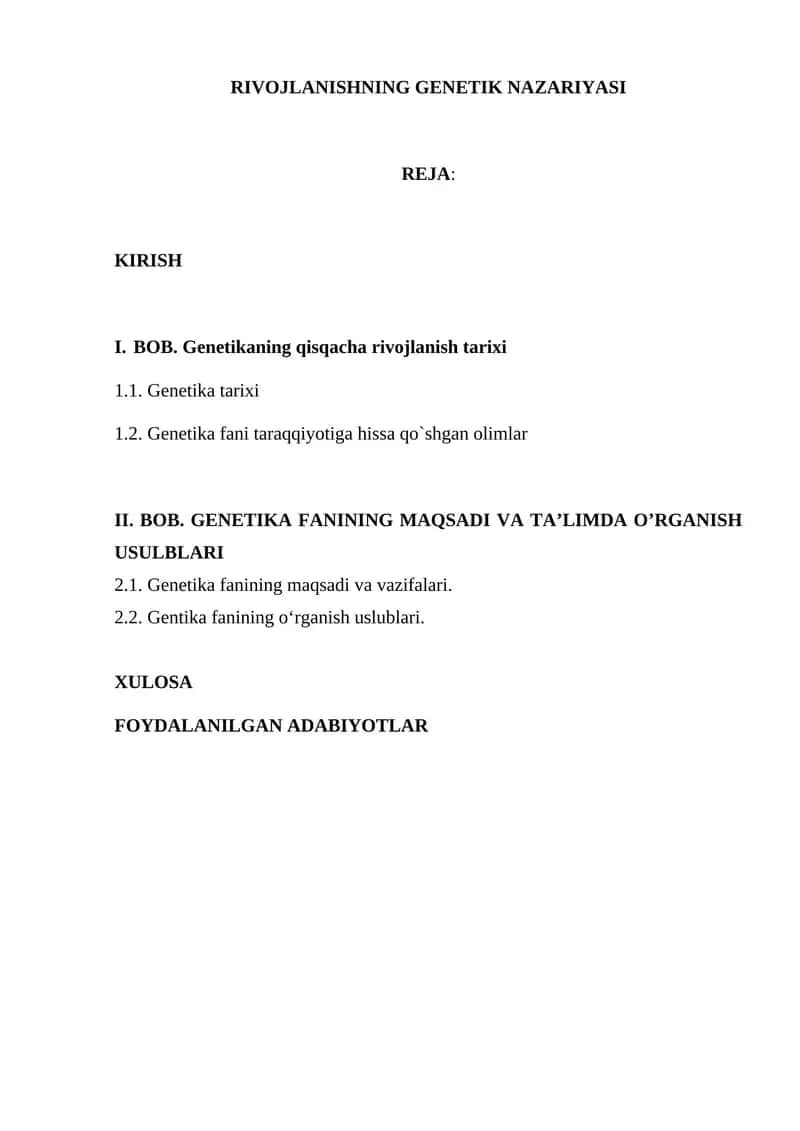 RIVOJLANISHNING GENETIK NAZARIYASI 1