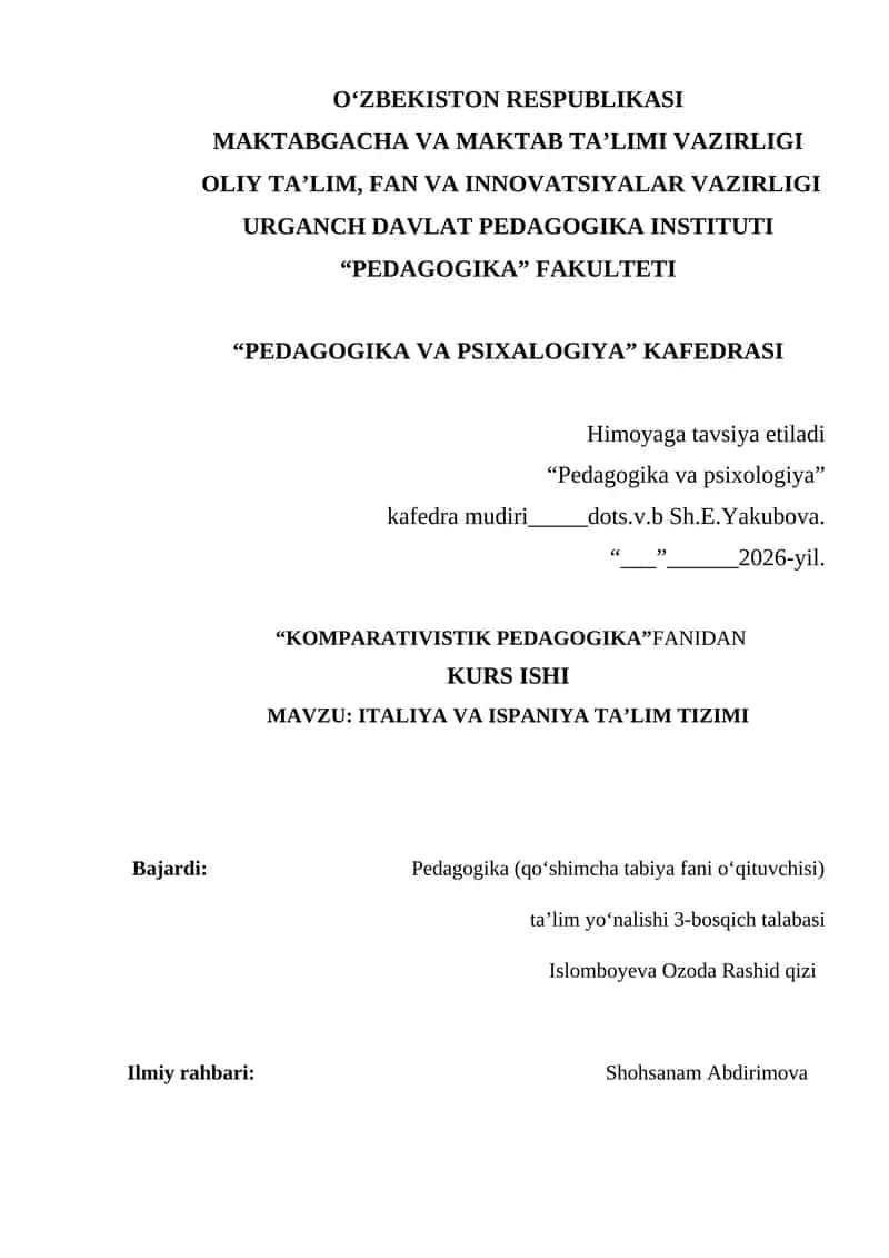 ITALIYA VA ISPANIYA TA’LIM TIZIMI 1