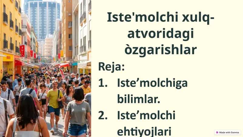 Iste'molchixulq-atvoridagi òzgarishlar 1
