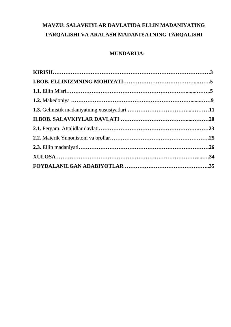 SALAVKIYLAR DAVLATIDA ELLIN MADANIYATING TARQALISHI VA ARALASH MADANIYATNING TARQALISHI 1