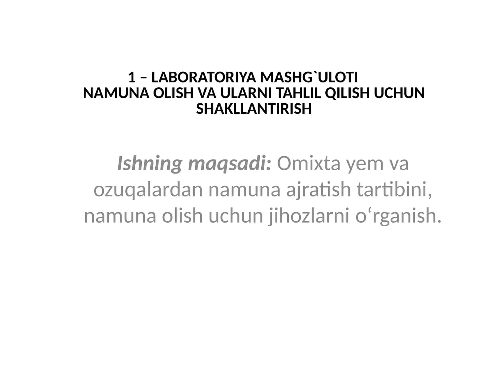 Omixta yemlarining namuna olilishi 1