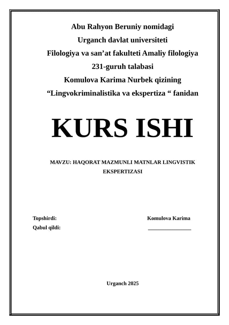 HAQORAT MAZMUNLI MATNLAR LINGVISTIK EKSPERTIZASI 1