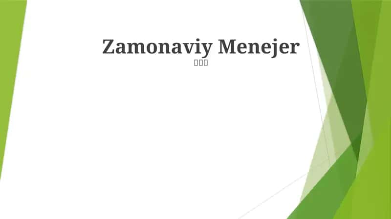 Zamonaviy Menejer 1