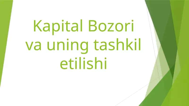 Kapital Bozori va uning tashkili 1