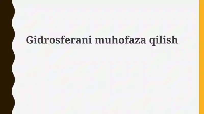 Gidrosferani muhofaza qilish