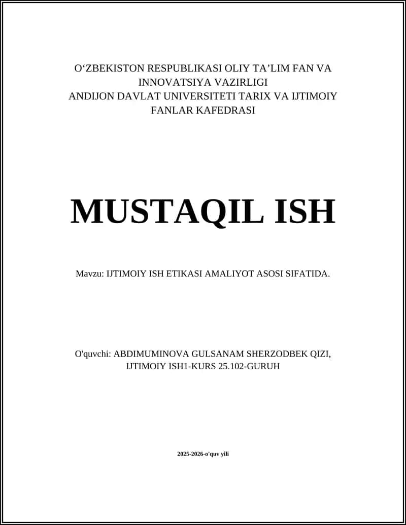 IJTIMOIY ISH ETIKASI AMALIYOT ASOSI SIFATIDA 1