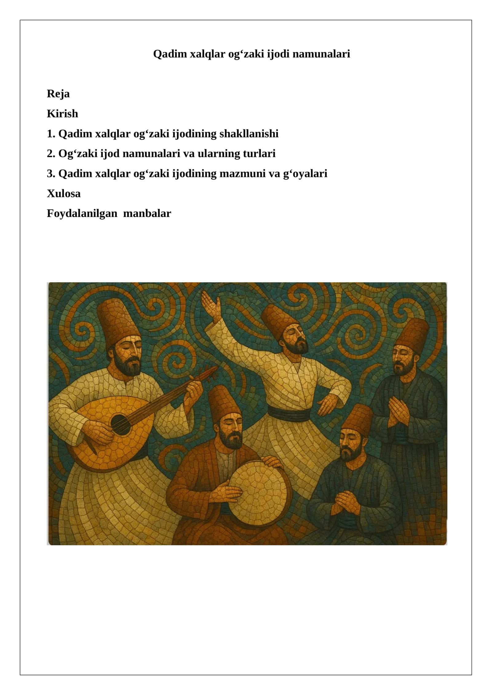 Qadim xalqlar og‘zaki ijodi namunalari 1
