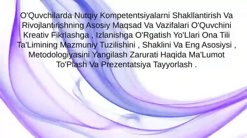 Nutqiy Kompetentsiyalarni Shakllantirish Va Rivojlantirish