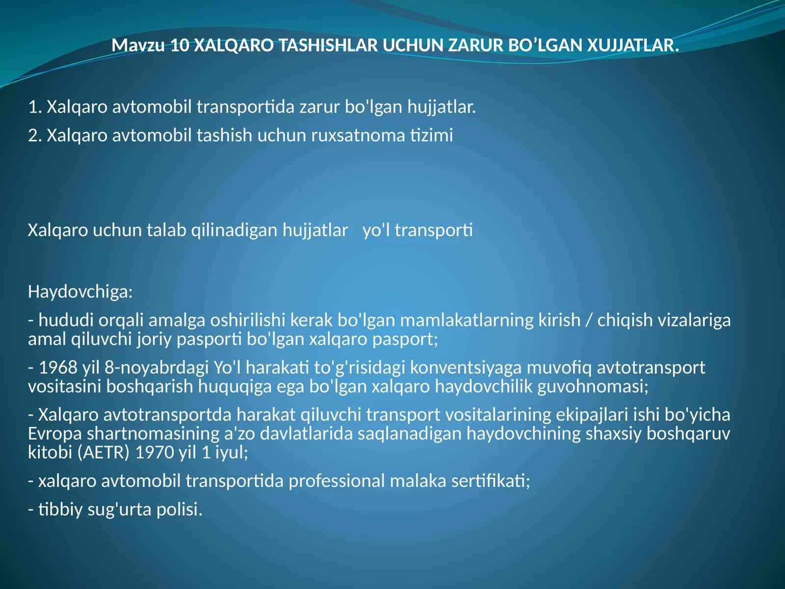 XALQAROTASHISHLAR UCHUN ZARUR BO’LGAN XUJJATLAR 1