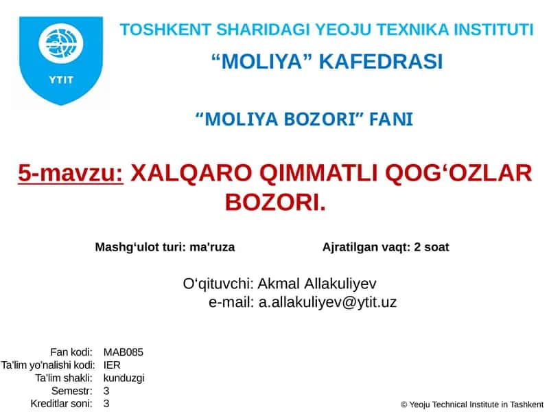 MOLIYA BOZORI 1