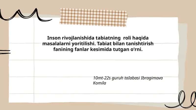 Tabiat bilan tanishtirish fanining fanlari 1