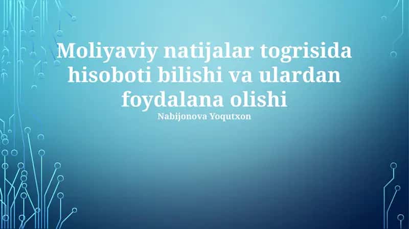 Daromad to'g'risidagi hisobot 1