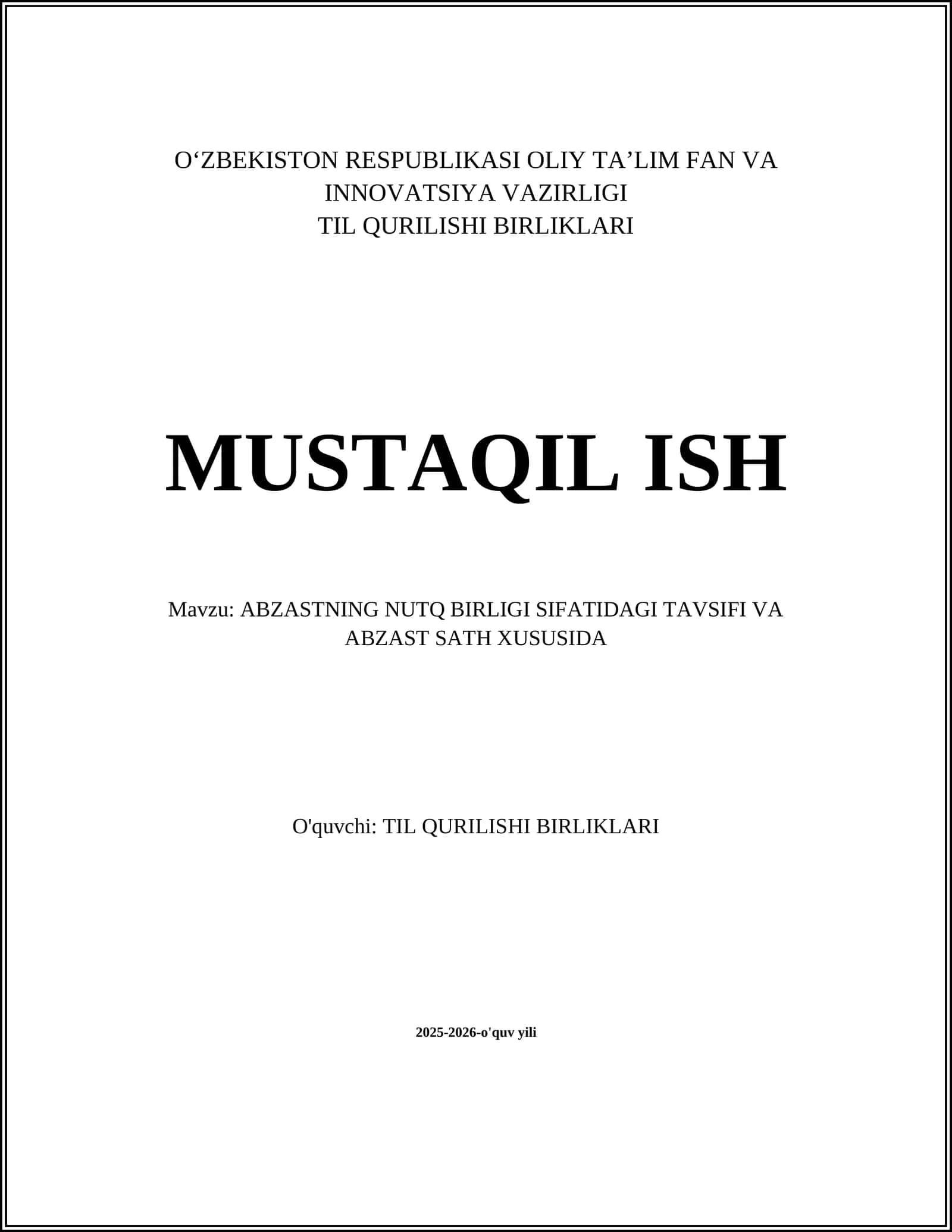 ABZASTNING NUTQ BIRLIGI SIFATIDAGI TAVSIFI VA ABZAST SATH XUSUSIDA 1