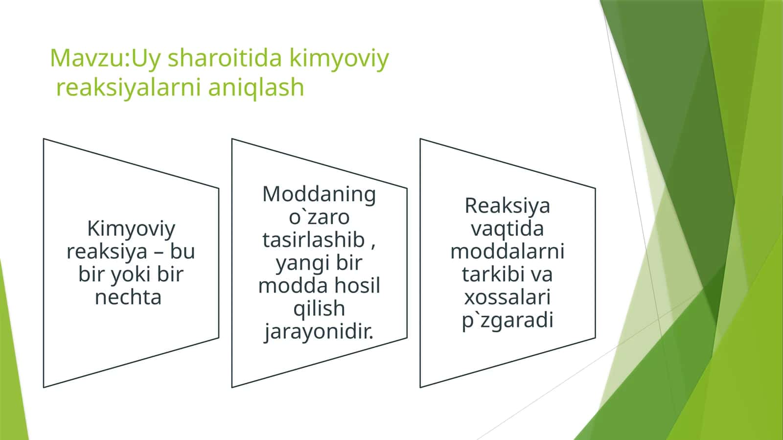 Uysharoitidakimyoviy reaksiyalarni aniqlash 1
