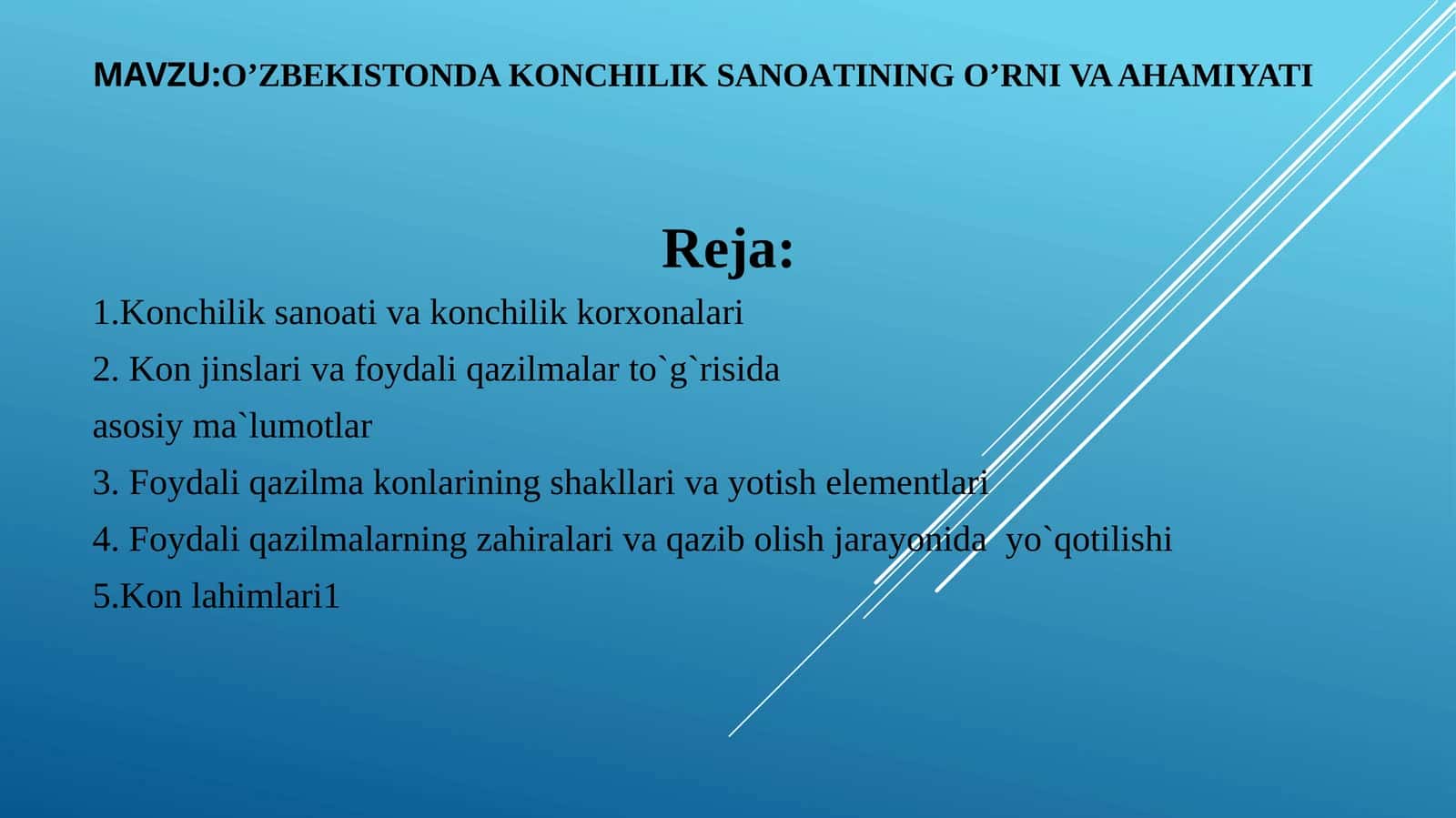 O’ZBEKISTONDA KONCHILIK SANOATINING O’RNI VA AHAMIYATI 1